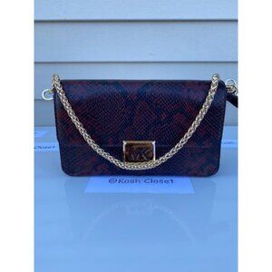Michael Kors shoulder bag sonia medium snake print leather crossbody bag merlot